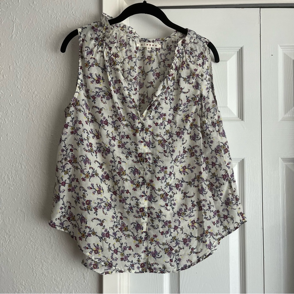 Xirena Isabel Floral Print Tank Top White Cotton Sleeveless